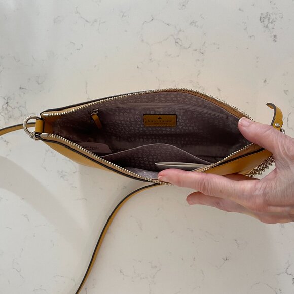 Kate Spade New York Leather Shoulder/Crossbody Designer Bag Golden Rod Yellow - Picture 10 of 16